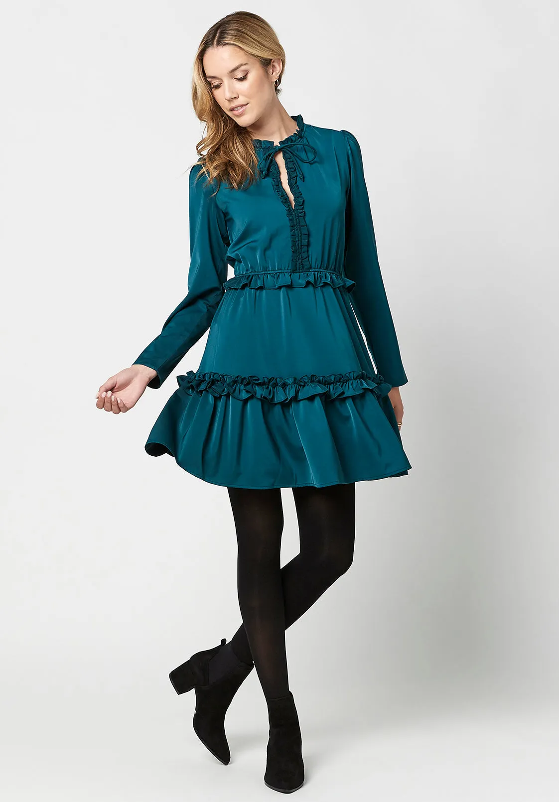 Satin Peitho Ruffle Dress - WD0615H