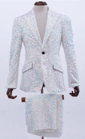 sequin suit for men white, Sico C White