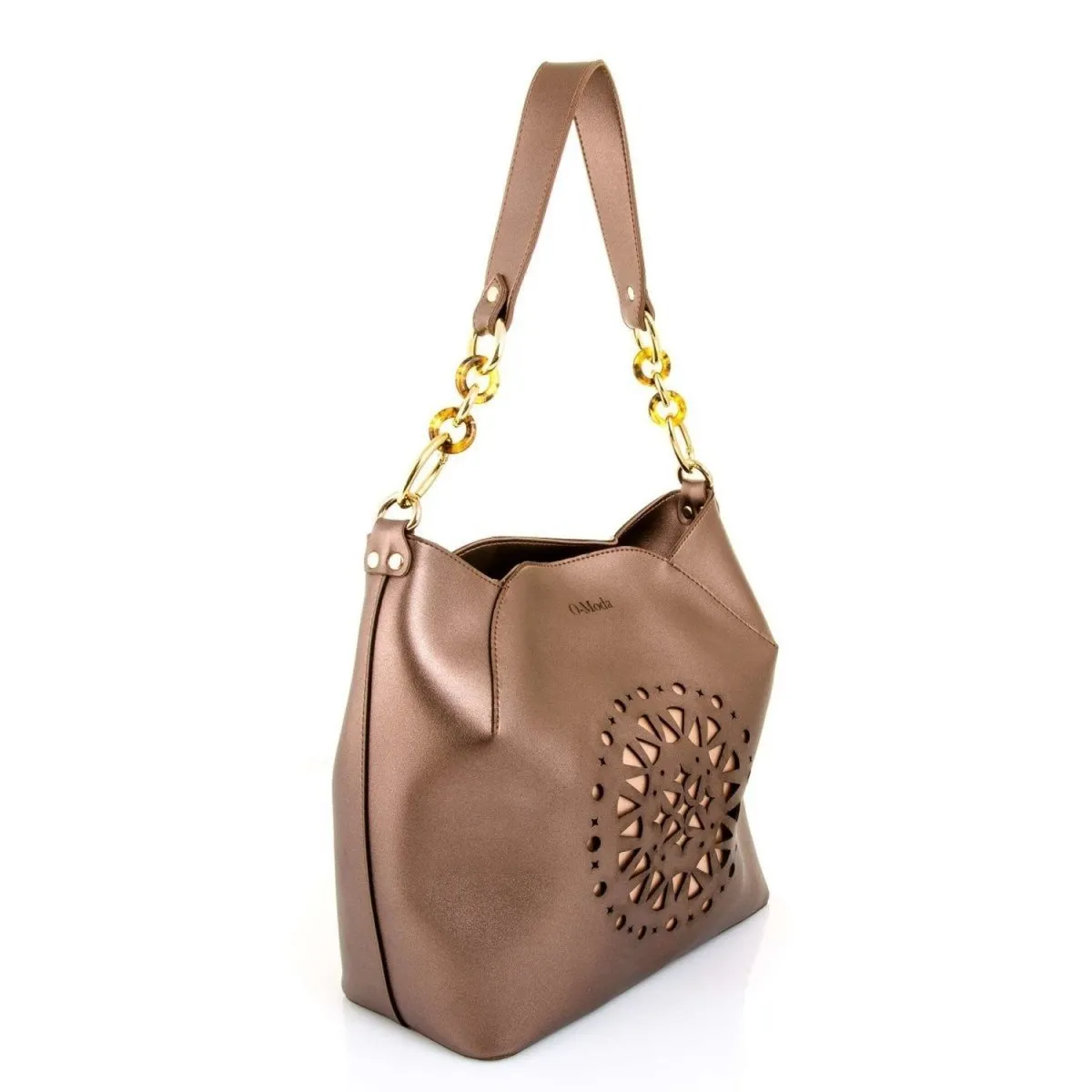 Shiny Copper Shoulder Handbag