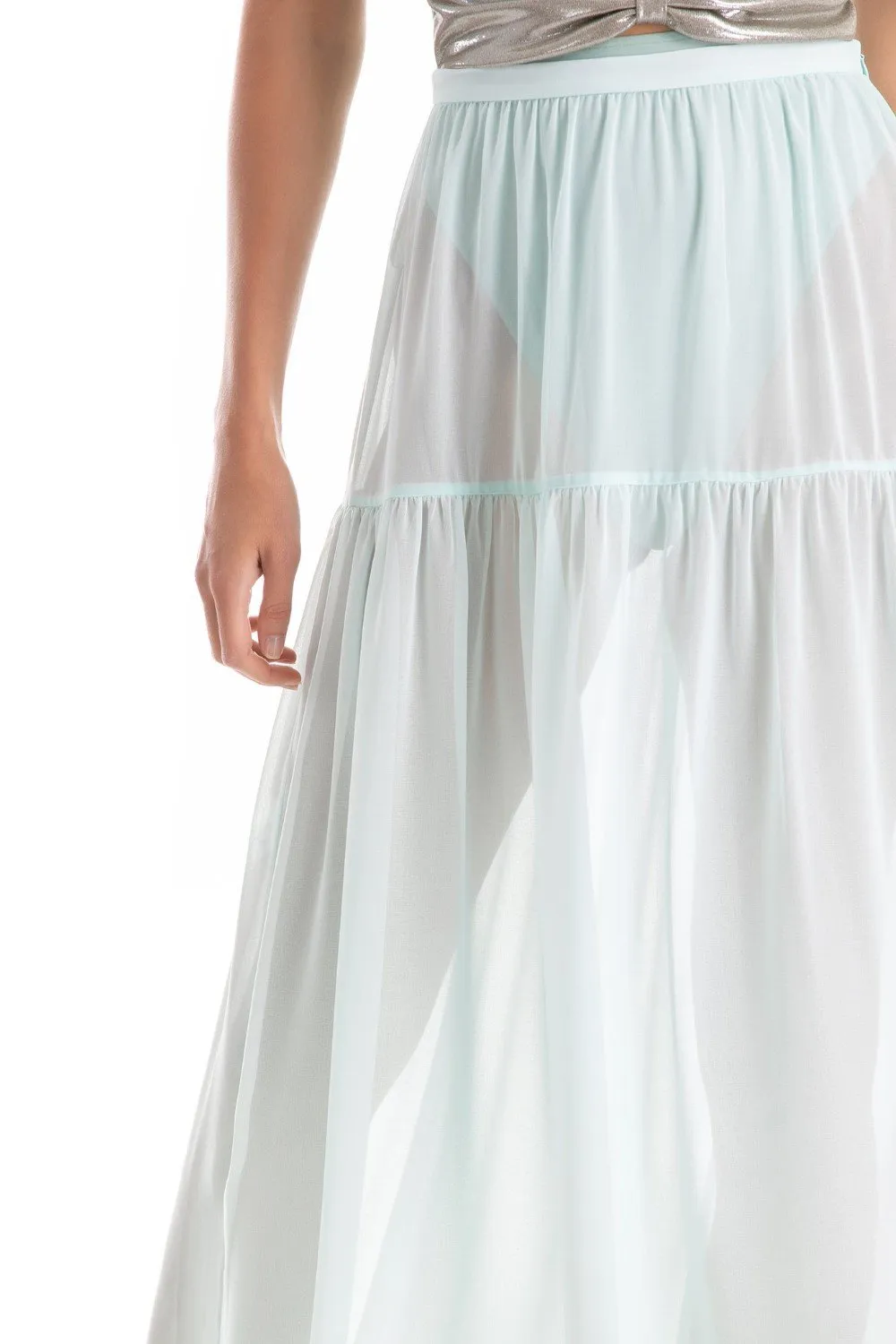 Solid Frilled Long Skirt