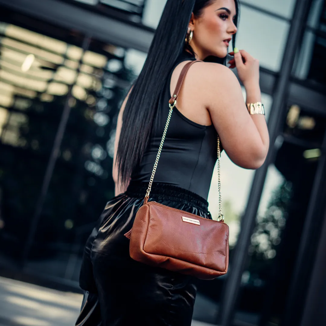 The Chain Block Shoulder Bag - Warm Tan