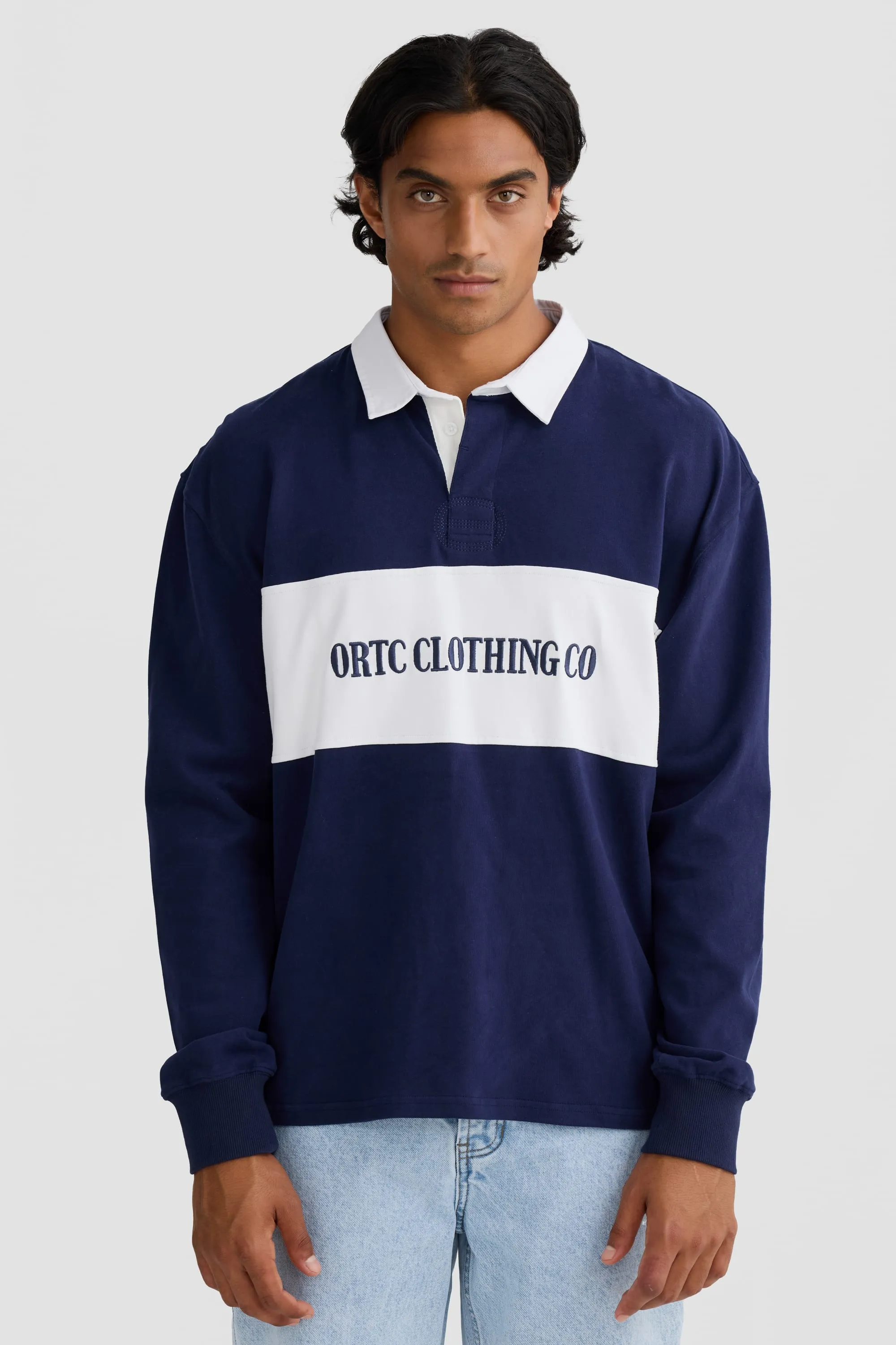 Unisex Classic Logo Rugby Jumper Navy