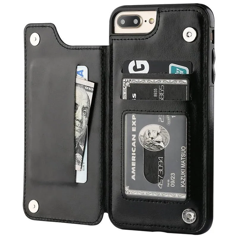 Vistor Leather Flip Wallet Case For iPhone 6, 7, 8 & X Series