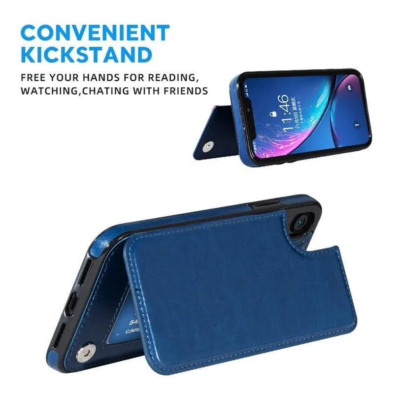 Vistor Leather Flip Wallet Case For iPhone 6, 7, 8 & X Series