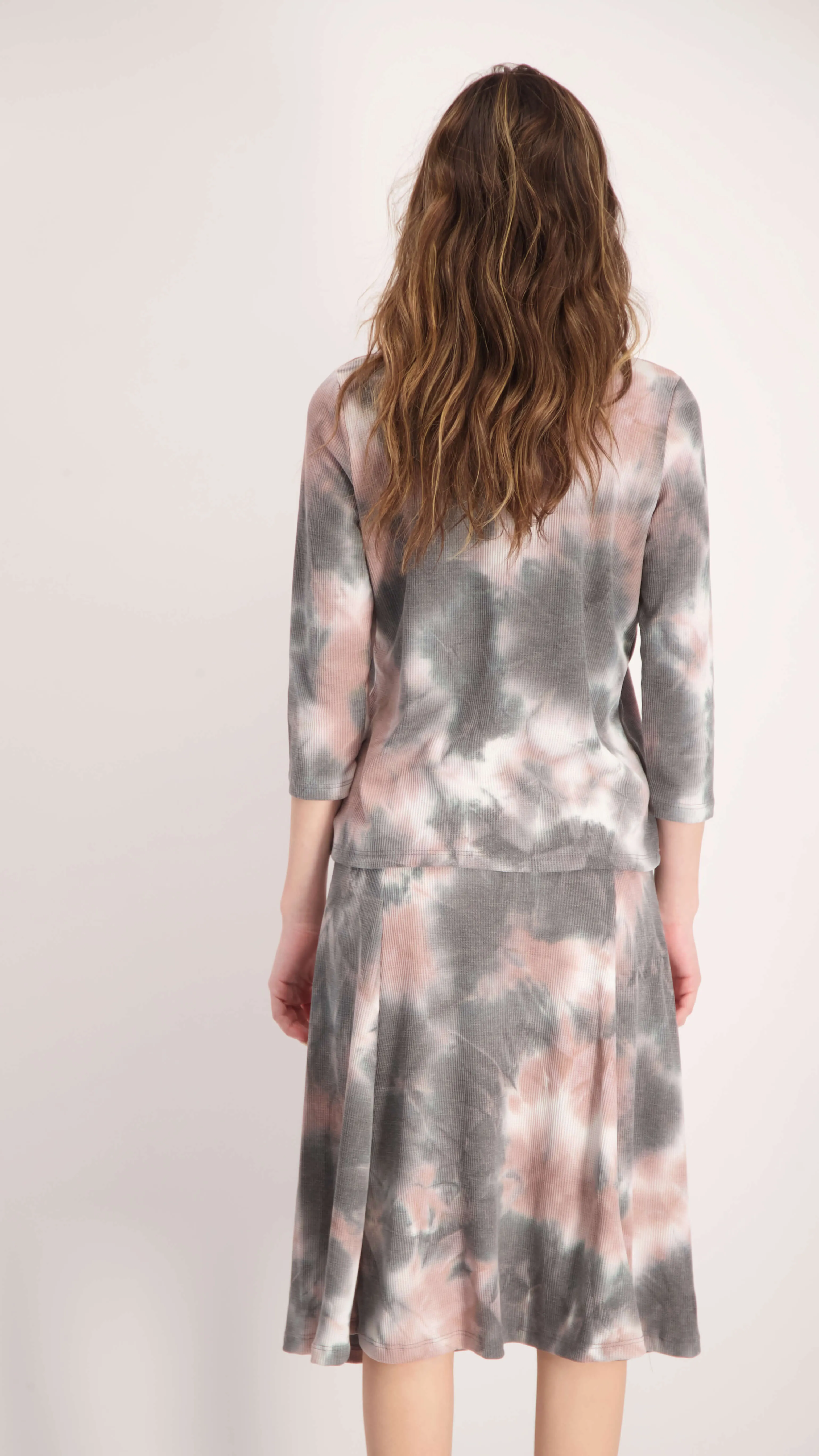 Waffle A-line Skirt / Brown Tie Dye