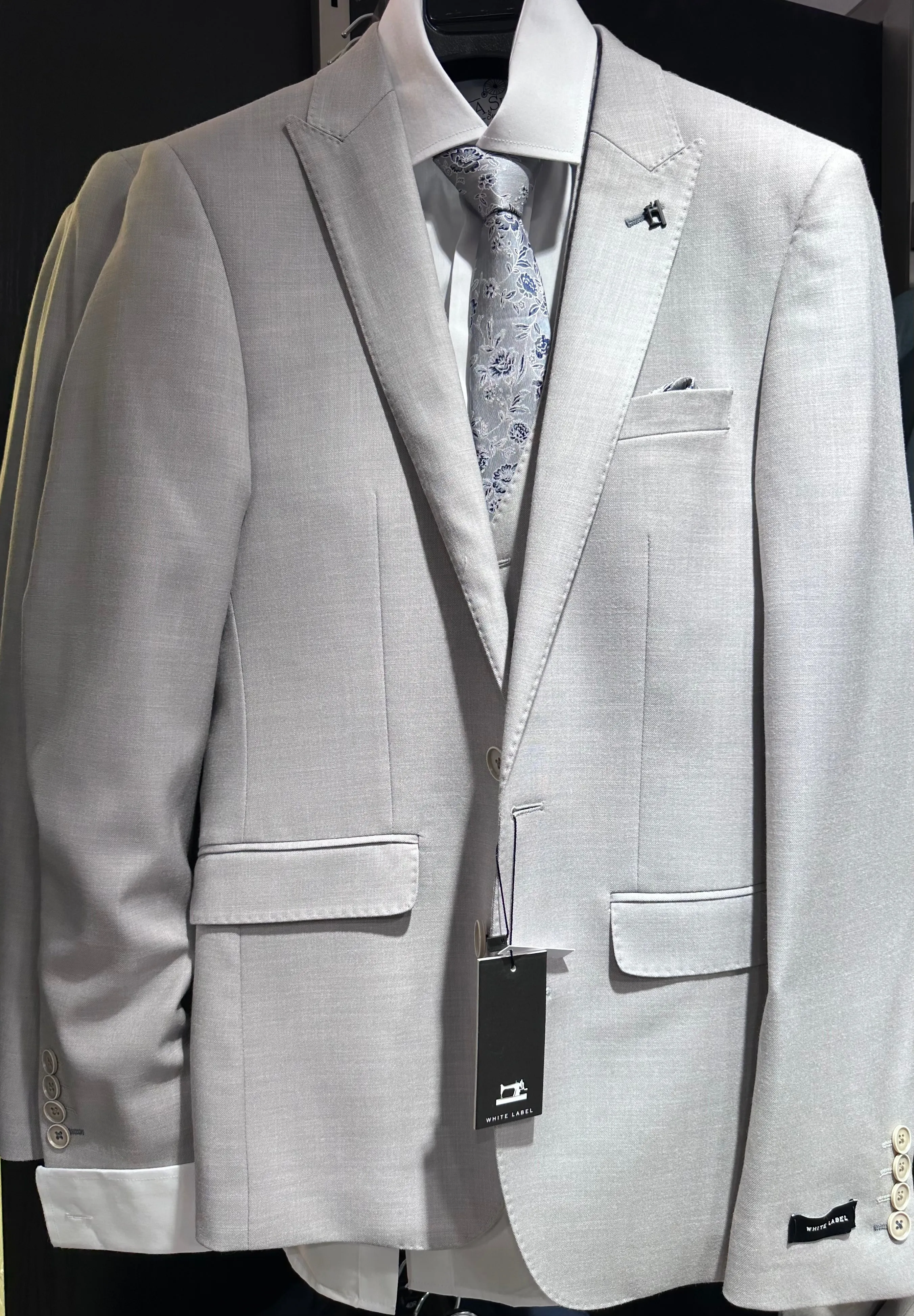 White Lable Stone Grey Slim Fit Suit