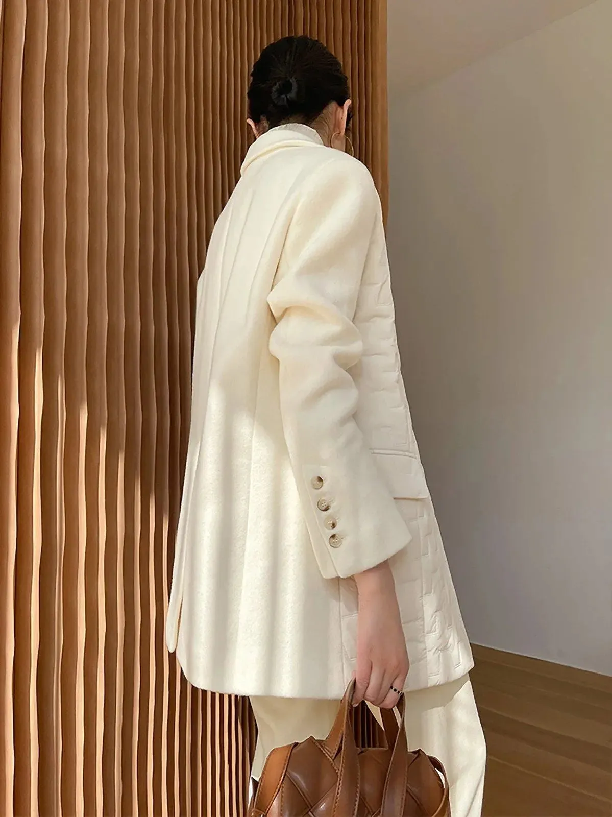 Women Beige Wool Blazer Coat,White Wool Suit,Wool Blazer,Autumn Wool Coat,Wool Jacket Women,White Wool Blazer Coat,Winter Coat,White Suit