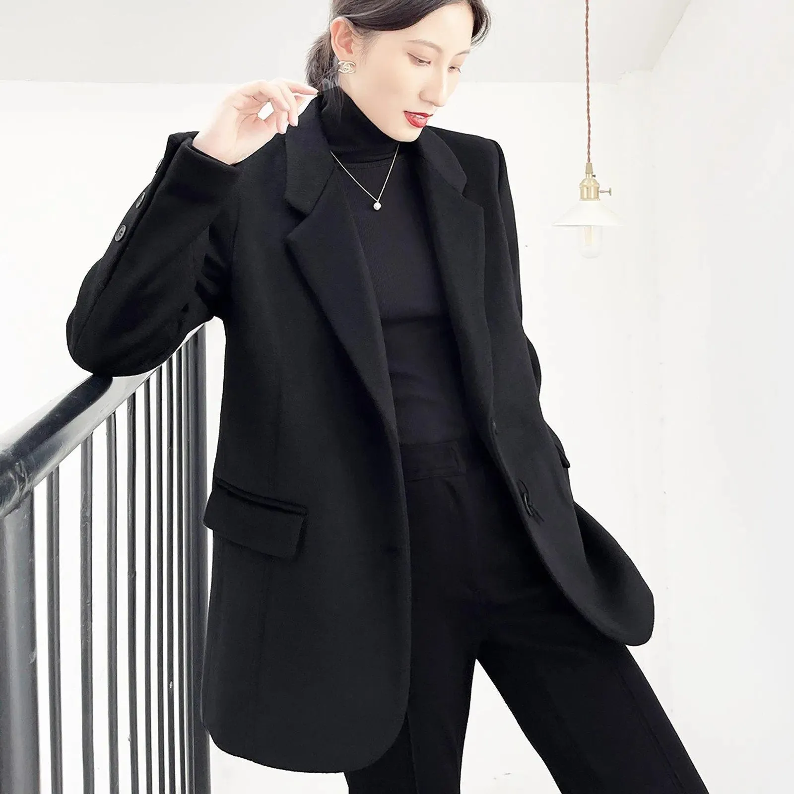 Women Wool Coat,Camel Oversize Wool Blazer,Black Wool Suit Coat,Autumn Suit,Winter Wool coat,boyfriend blazer,Black Wool Blazer,Loose Suit