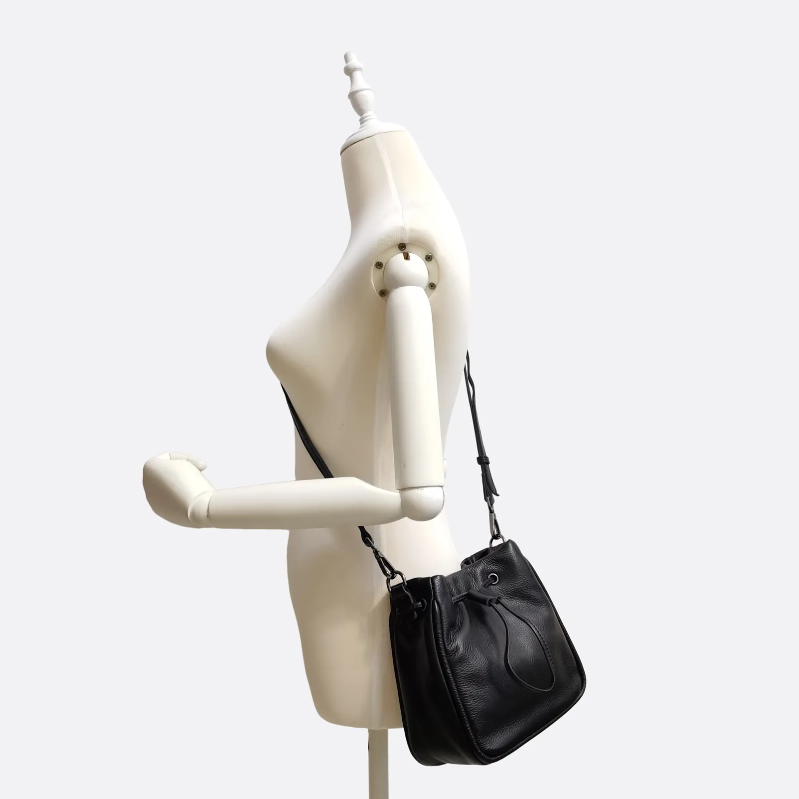 Women's genuine cowhide leather mini bucket bag V2