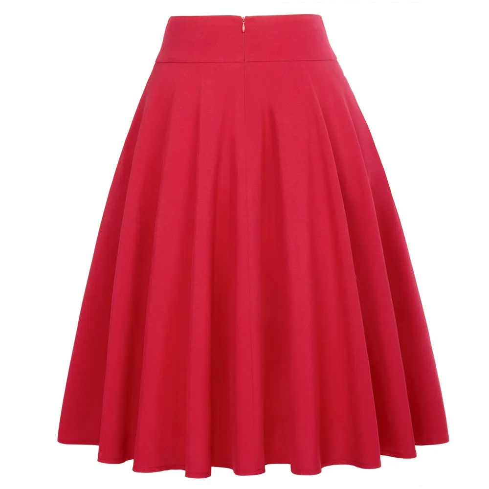 Women's High Waist A-Line Pockets Skirt