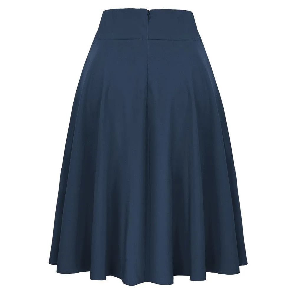 Women's High Waist A-Line Pockets Skirt