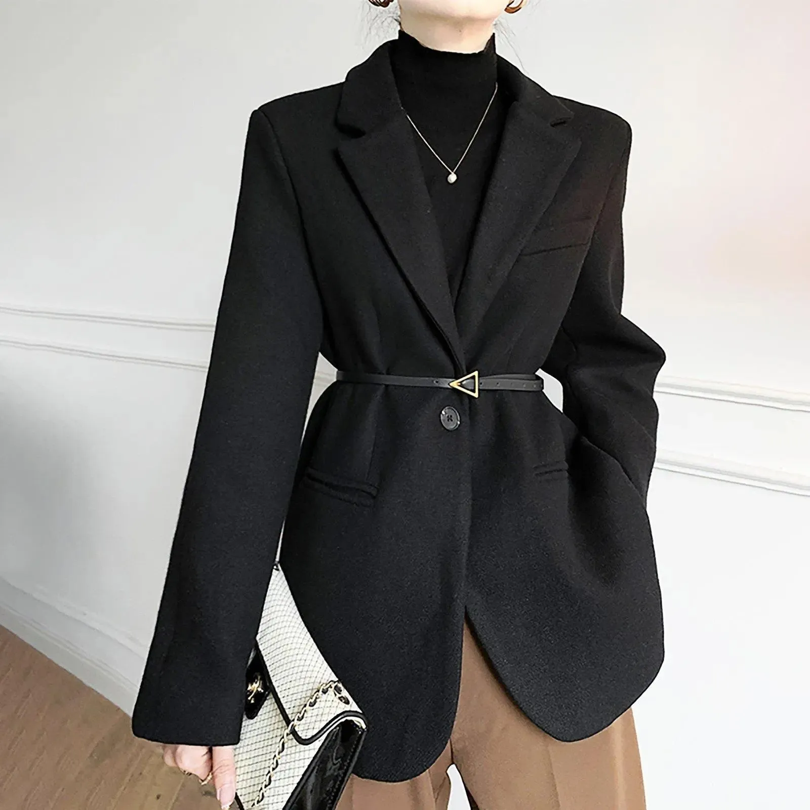 Women's Wool Coat,Yellow Wool Blazer Coat,Oversize Wool Suit Coat,Black Wool Blazer Coat,Loose Suit Women,Autumn Winter Coat,Wool Overcoat