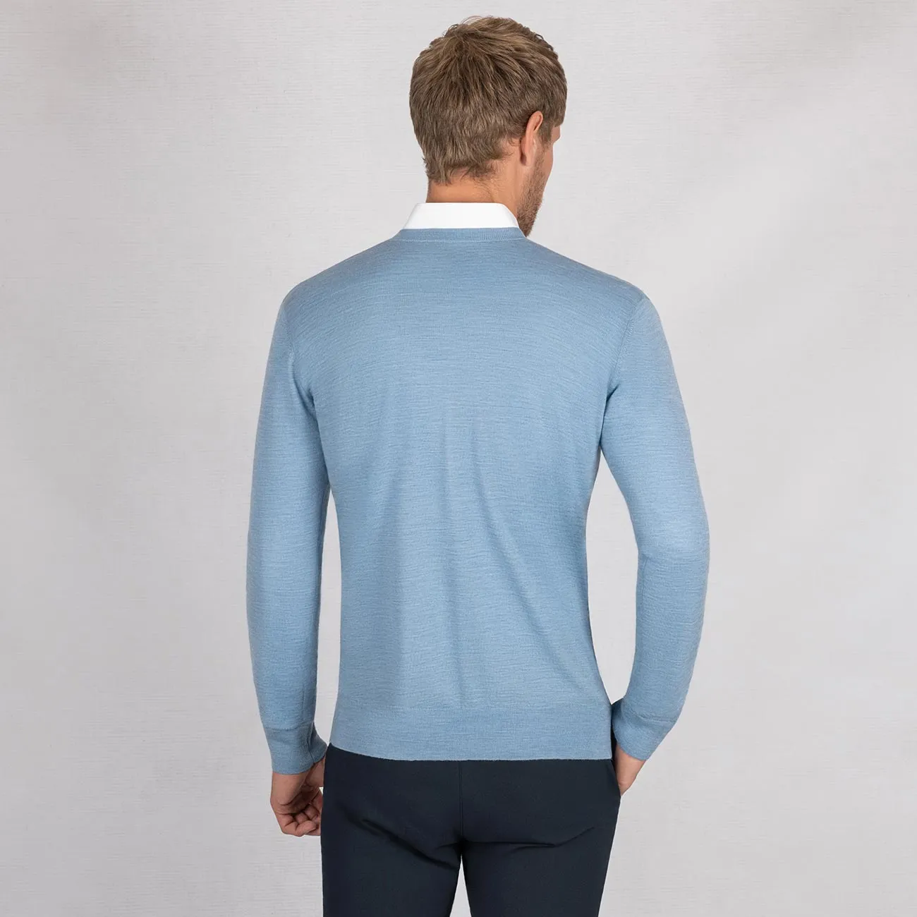 Wool Pullover Light V Neck Men