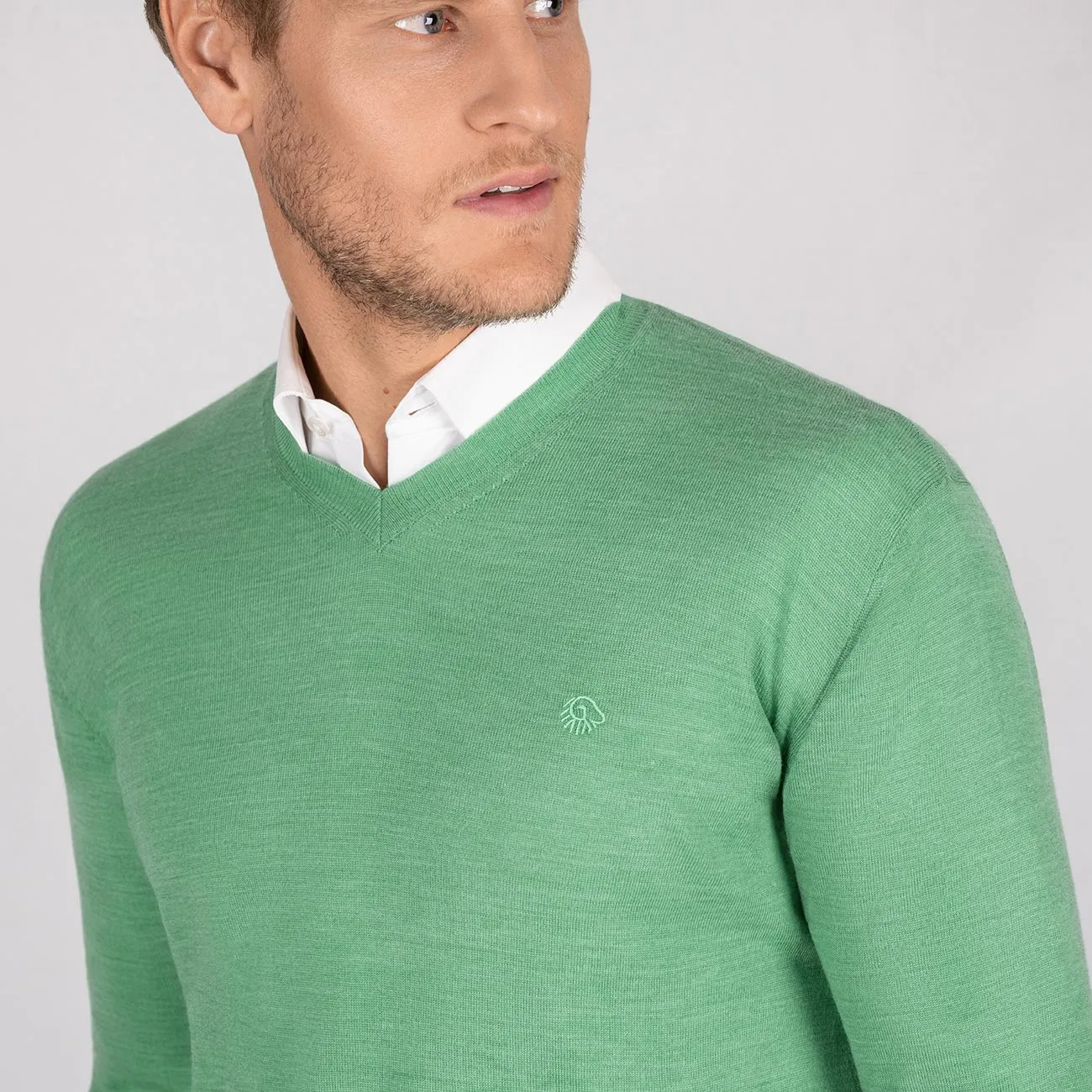 Wool Pullover Light V Neck Men