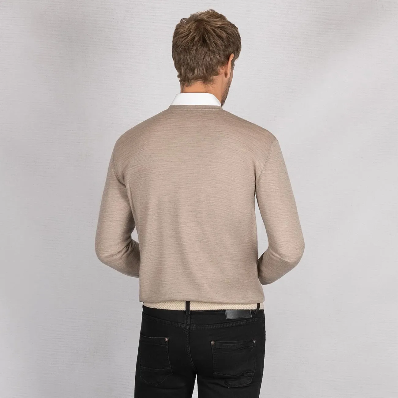 Wool Pullover Light V Neck Men