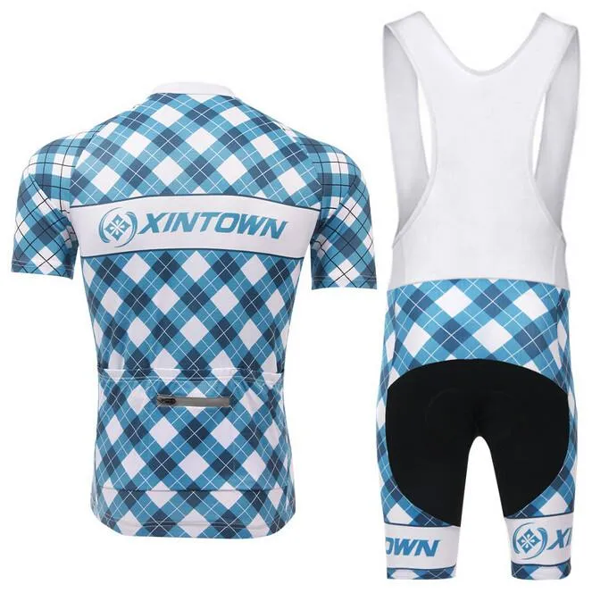 XINTOWN Grid Navy Short Sleeve Cycling Jersey Set